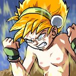  avatar:_the_last_airbender avatar_(series) breasts dragon_ball dragon_ball_z lowres nickelodeon nude parody small_breasts solo super_saiyan toph_bei_fong 