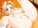  artist_request blonde_hair blush breasts censored character_request footwear lying nude pussy socks yellow_eyes 