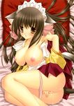  animal_ears ass bb bed blush breasts brown_hair fingering highres large_breasts lying maid masturbation pussy tail uncensored 