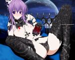  breasts chikage_(sister_princess) garter_belt kusaka_souji medium_breasts nipples pacifier panties purple_hair sister_princess solo thighhighs underwear 