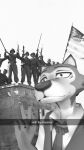  3d_(artwork) anthro beastars canid canine canis digital_media_(artwork) flag gesture gun hi_res legoshi_(beastars) male mammal meme ranged_weapon snapchat source_filmmaker stallsfm swastika text_box v_sign weapon wolf 