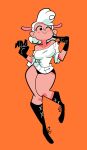 anthro black_eyes blush blush_stickers boots bovid breasts caprine clothed clothing droopy_(series) eyelashes eyeshadow female footwear fur gloves hair handwear happy hi_res leggy_lamb makeup mammal metro-goldwyn-mayer on_one_leg one_eye_closed orange_background panties partially_clothed pink_body pink_ears pink_fur pinup pose sheep sheep_wrecked simple_background smile solo standing sweater topwear underwear unknown_artist white_hair wink 