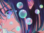  1girl black_hair crying highres medium_hair original portrait profile purple_eyes richard_(ri39p) solo tears 