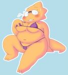  alphys alpi anthro belly big_breasts bikini blush bodily_fluids breasts buckteeth chubby_anthro chubby_female cleavage clothed clothing eyewear female flying_sweatdrops front_view glasses holding_breast lizard looking_at_viewer navel nervous nipple_outline nipples non-mammal_breasts non-mammal_nipples overweight overweight_anthro overweight_female reptile scales scalie short_stack simple_background sitting skimpy slightly_chubby smile solo string_bikini sweat sweatdrop swimwear teeth thick_tail thick_thighs three-quarter_view under_boob undertale_(series) wide_hips yellow_body yellow_scales 