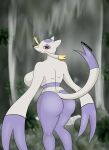  anthro big_breasts big_butt breasts butt female furfurric hi_res mienshao nintendo pok&eacute;mon pok&eacute;mon_(species) solo video_games waterfall 