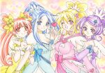  cure_diamond cure_heart cure_rosetta cure_sword dokidoki!_precure inunekochan precure traditional_media watercolor_pencil_(medium) 