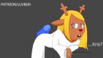  animated anthro antlers blonde_hair capreoline cervid clothed clothing deltarune disembodied_penis duo female freckles genitals hair hi_res horn hot_dogging human kris_(deltarune) lil&#039;bun looking_back male male/female mammal noelle_holiday penis red_nose reindeer ring robe undertale_(series) video_games 