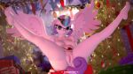  absurd_res anthro anthrofied breasts christmas christmas_tree equid equine female flurry_heart_(mlp) friendship_is_magic genitals hi_res holidays horn mammal my_little_pony plant pussy solo spread_legs spreading steamyart tree winged_unicorn wings 