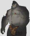  2020 absurd_res animal_print anthro ape arm_hair barazoku biceps big_bulge biped black_sclera body_hair bulge cheetah_print chest_hair clothed clothing digital_drawing_(artwork) digital_media_(artwork) exoticd14 facial_piercing fur genitals gold_(metal) gold_tooth gorilla grey_background grey_body grey_fur haplorhine hi_res looking_at_viewer looking_down_at_viewer male mammal musclegut muscular muscular_anthro muscular_male navel nipple_piercing nipple_ring nipples nose_piercing nose_ring orange_eyes pecs penis piercing pinup pose primate pubes simple_background solo standing underwear underwear_only vein veiny_penis 