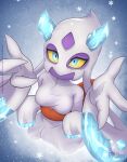  anthro areola blue_eyes blush breasts female froslass ghost hi_res medium_breasts nintendo nipples pok&eacute;mon pok&eacute;mon_(species) rilex_lenov snowflake solo spirit video_games white_body 