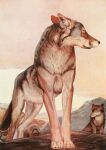  1895 19th_century akela ambiguous_gender ancient_art brown_body brown_fur canid canine canis digitigrade duo feral fur hi_res john_lockwood_kipling male mammal nude outside public_domain quadruped standing the_jungle_book traditional_media_(artwork) wolf 