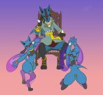  absurd_res anthro harem_boy harem_jewelry harem_outfit hi_res king lucario male male/male nintendo pok&eacute;mon pok&eacute;mon_(species) riolu royalty slave sofi_harper teenager video_games young 