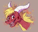  2021 digital_media_(artwork) dragon headshot_portrait icelectricspyro looking_at_viewer open_mouth portrait red_eyes simple_background smile teeth tongue 