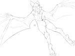  2021 anthro breasts butt chiropteran claws female flying genitals hi_res lakeslug mammal membrane_(anatomy) membranous_wings neck_tuft plantigrade pussy short_tail solo tuft winged_arms wings 