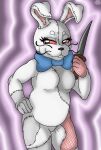  absurd_res anthro black_eyes bow_ribbon darknetic digital_media_(artwork) fabric female five_nights_at_freddy&#039;s five_nights_at_freddy&#039;s:_security_breach fur grey_body grey_fur hi_res knife lagomorph leporid mammal neon pink_body pink_fur rabbit red_sclera scottgames simple_background solo vanny_(fnaf) video_games white_body white_fur 