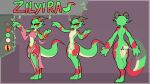  4_fingers 4_toes anthro clothing color_swatch eyelashes feet female fingers flat_chested genitals green_body hi_res horn jewelry kobold markings model_sheet nude pose pussy red_eyes red_markings scalie simple_background solo standing tfzn toes veil yellow_sclera 