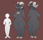  absurd_res anthro black_body black_fur bovid caprine coffeetoffee collar covered_eyes duo female fluffy fur genitals goat hi_res hooves horn human male mammal penis size_difference 
