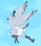  anthro avian bird butt cuddlehooves diaper embarrassed male owl padded padding soarinskies_abdl_(bird) solo 