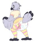  ambiguous_gender anthro avian bird blus butt cuddlehooves diaper hi_res padded padding soarinskies_abdl_(bird) solo 