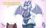 2021 anthro breasts clothed clothing digital_media_(artwork) dragon duo english_text female fur genitals hair hi_res horn imminent_sex legwear lingerie mammal mommy_kink open_mouth pussy scalie simple_background speech_bubble text topwear w-ry_(artist) white_hair wings 