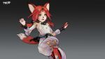  3d_(artwork) anthro blue_eyes canid canine clothing crown digital_media_(artwork) dipstick_tail female flowing_hair fox fur hair hi_res inner_ear_fluff koei_tecmo leg_markings mammal markings open_mouth otsunao pawpads red_body red_fur red_hair solo surprised_expression tail_markings tamaki_(warriors) tiara tied_hair tuft twintails_(hairstyle) warriors_(game_series) warriors_all-stars white_clothing 