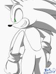  bluecloud confident eulipotyphlan green_eyes hedgehog hi_res looking_aside male mammal monochrome sega smile solo sonic_the_hedgehog sonic_the_hedgehog_(series) standing teeth thick_thighs 