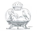  anthro baron_engel breast_squish breasts cork female graphite_(artwork) imprisoned jar looking_at_viewer lying mammal mouse murid murine nude on_front pencil_(artwork) rodent simple_background solo squish traditional_media_(artwork) white_background 