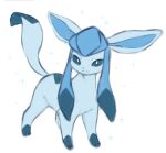  2021 ambiguous_gender blue_body eeveelution feral glaceon hi_res ingi looking_at_viewer nintendo pok&eacute;mon pok&eacute;mon_(species) simple_background solo sparkles standing three-quarter_view video_games white_background 