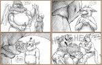  2021 angry anthro belly blush bulge chiropteran chopangigante clothing comic duo english_text eyes_closed humanoid_hands laugh male male/male mammal moobs nipples overweight overweight_male text underwear 