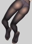  1girl ass black_legwear commentary_request from_behind grey_background gurande_(g-size) highres lower_body no_shoes original out_of_frame panties panties_under_pantyhose pantyhose purple_panties simple_background soles solo thighband_pantyhose underwear 