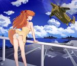  :o ass choker cloud cloudy_sky dress highres legs neon_genesis_evangelion ocean orange_hair panties ryness ship sky souryuu_asuka_langley underwear water watercraft yellow_dress 