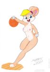  anthro ball basketball_(ball) breasts clothed clothing female genitals hare lagomorph leporid lola_bunny looney_tunes mammal nipples no_underwear nude paws pussy rabbit solo space_jam sport tirashanks_(artist) warner_brothers 