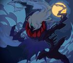  bright_pupils claws commentary_request darkrai green_eyes highres kisenon_(00kuromu00) looking_at_viewer moon night no_humans outdoors outline pokemon pokemon_(creature) sky solo 