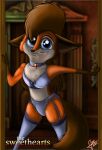 absurd_res anonymous_artist anthro black_nose blue_clothing blue_eyes blue_lingerie bra brown_hair canid canine clothing collar fan_character female fox fur hair half_naked hi_res legwear lingerie mammal orange_body orange_fur panties solo stockings suspenders tail thick_thighs underwear wide_hips 