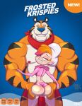  anthro duo female frosted_flakes hi_res human kellogg&#039;s male male/female mammal mascot rice_krispies snap tony_the_tiger turk128 