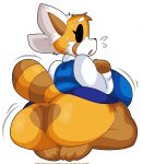  aggressive_retsuko ailurid anthro big_breasts big_butt breasts butt clothed clothing hi_res huge_butt kneeling lewd_dorky mammal no_underwear red_panda retsuko sanrio thick_thighs 