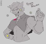  &diams; absurd_res anthro artist_name biceps claws clothing eyelashes fangs gloves greyscale handwear hi_res male mew_arts_(artist) monochrome pink_eyes ryuuta_dreevant_(mew_arts) signature solo sphere star_symbol suit_symbol tagme taiger tongue whiskers 