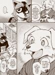 ... absurd_res anthro araizumi_funaka canid canine canis dark_ishihara dialogue domestic_dog excited hi_res kaneinu_kosuke male mammal nervous open_mouth procyonid raccoon speech_bubble tongue tongue_out 