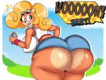  activision anthro bandicoot big_breasts big_butt blonde_hair breasts butt coco_bandicoot crash_bandicoot_(series) dialogue female hair hi_res huge_butt mammal marsupial mrxrickyx solo thick_thighs video_games 