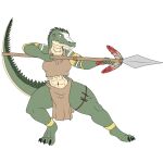  anthro clothed clothing crocodile crocodilian crocodylid female female/female hi_res looking_at_another miss-mundany_(photolol.03) photolol.03 reptile scalie solo thick_thighs tribal_clothing wide_hips 
