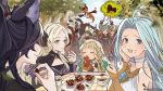  +++ +_+ 2boys 6+girls ^_^ ahoge apple aqua_eyes artist_request blonde_hair blue_eyes blue_hair blush braid bridal_gauntlets brown_gloves cape choker closed_eyes closed_mouth covering_mouth cup draph dress ear_piercing eating erune food food_on_face fruit gauntlets gloves granblue_fantasy grey_hair hair_intakes hair_ornament hand_on_own_cheek hand_on_own_face hand_over_own_mouth harvin hat highres hood horns ilsa_(granblue_fantasy) kinoko_no_yama laughing leaf long_hair lyria_(granblue_fantasy) meiji_(brand) mireille_(granblue_fantasy) multiple_boys multiple_girls mushroom official_art outstretched_arms philosophia_(granblue_fantasy) piercing pointy_ears ponytail red_hair single_horn skirt sparkle spoken_food table takenoko_no_sato_(food) teacup tears threo_(granblue_fantasy) twin_braids upper_body white_dress wings 