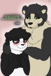  absurd_res adopted adopted_son anthro black_body black_fur black_sclera blush comfort comforting darknetic dialogue duo english_text father father_and_child fluffy fur giant_panda green_eyes grey_eyes happy hi_res kuma_(darknetic) male male/male mammal neck_tuft panda_(catkitte) parent parent_and_child simple_background text tuft ursid white_body white_fur yellow_body yellow_fur 