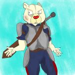  armor brwon_eyes claws clothing male mammal melee_weapon polar_bear red_nose red_stripes scar shadings spazlovesdew stripes sword teeth uniform ursid ursine weapon 