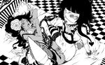  artist_request black_and_white bleach boots eyepatch fishnets lowres monochrome sadistic_mary shihouin_yoruichi soifon sui-feng yuri 