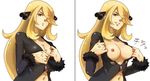  bb breasts cleavage large_breasts nipples pokemon shirona_(pokemon) wink 