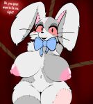 2021 absurd_res anthro blush breasts female five_nights_at_freddy&#039;s five_nights_at_freddy&#039;s:_security_breach fur genitals hair hi_res lagomorph leporid mammal milkteafox nipples pussy rabbit red_sclera scottgames smile solo text vanny_(fnaf) video_games white_body 