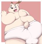  2021 anthro belly black_nose blush bulge butt hi_res kemono kusosensei male mammal obese obese_male overweight overweight_male simple_background solo ursid 