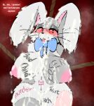  &lt;3 &lt;3_eyes 2021 absurd_res after_sex anthro blush bodily_fluids breasts cum female five_nights_at_freddy&#039;s five_nights_at_freddy&#039;s:_security_breach fur genital_fluids genitals hair hi_res lagomorph leporid mammal milkteafox nipples pussy rabbit red_sclera scottgames smile solo text vanny_(fnaf) video_games white_body 