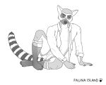  anthro clothing fauna_island feet lemur male male/male mammal primate solo strepsirrhine suit work 