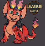claws dragon echros feral league_of_legends male meme redraw riot_games scalie smile smolder_(lol) solo tail text